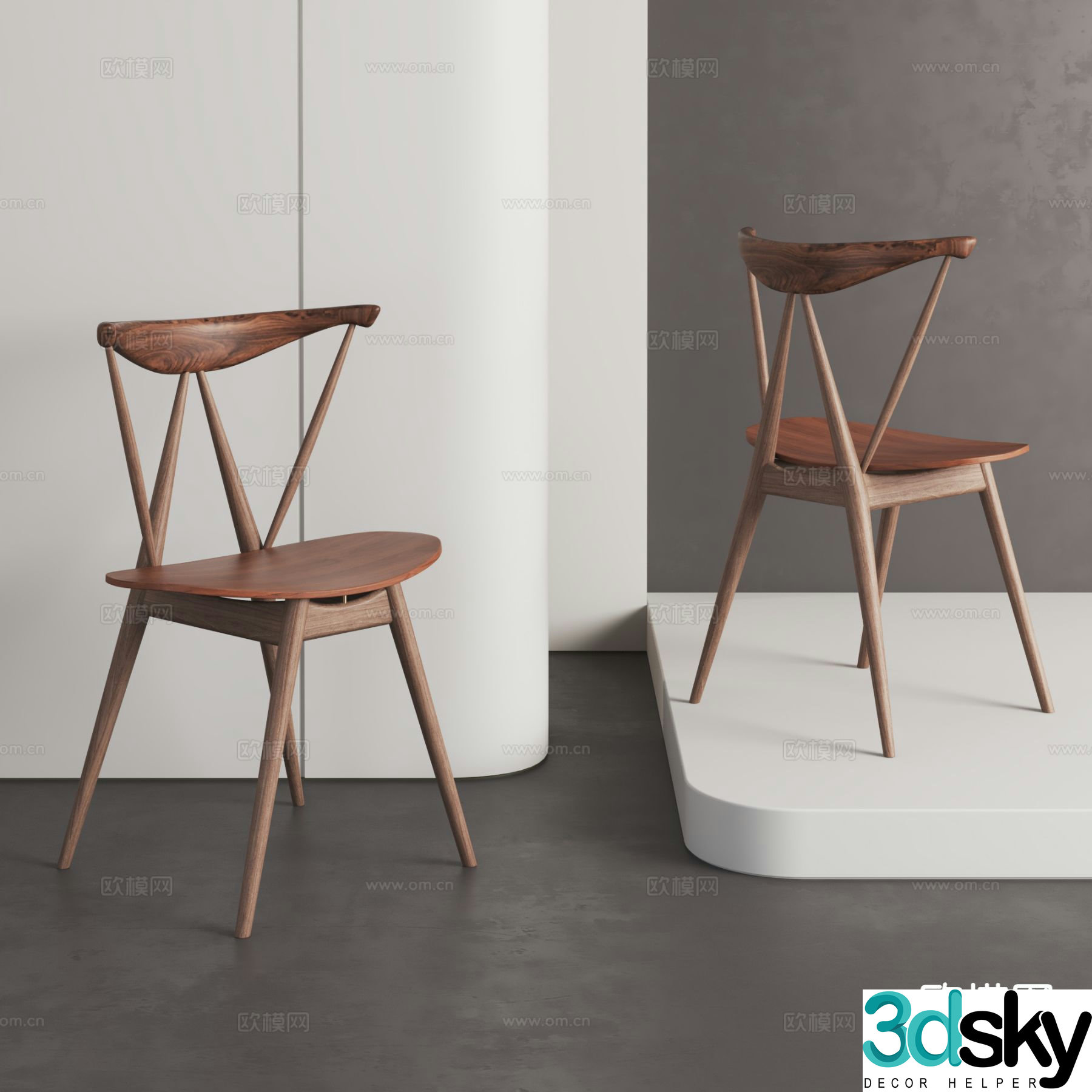 Medieval style dining chair leisure chair 3d model