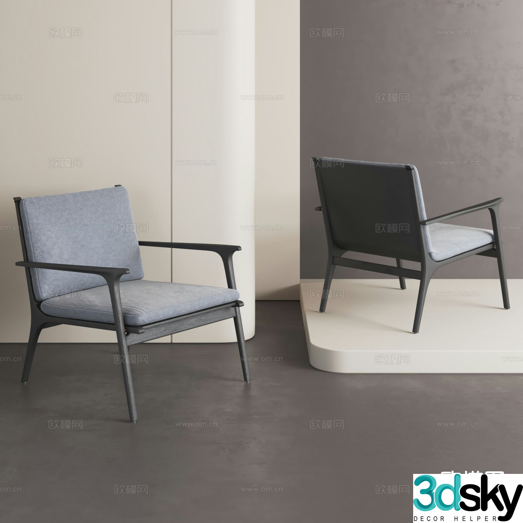 Italian style leisure chair armchair leather chair 3d model