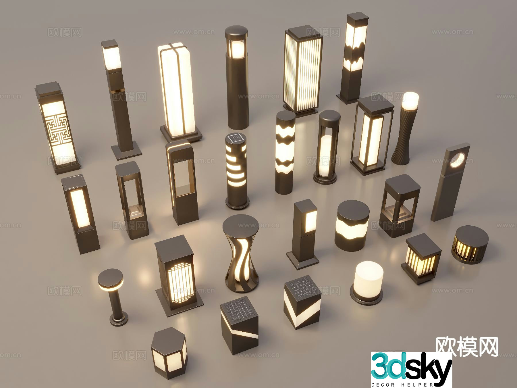 New Chinese style landscape lamp lawn lamp garden lamp outdoor lamp 3d model
