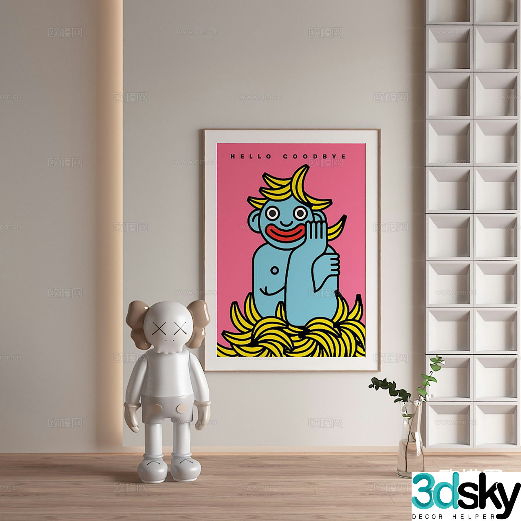 Modern cartoon painting decorative painting 3d model