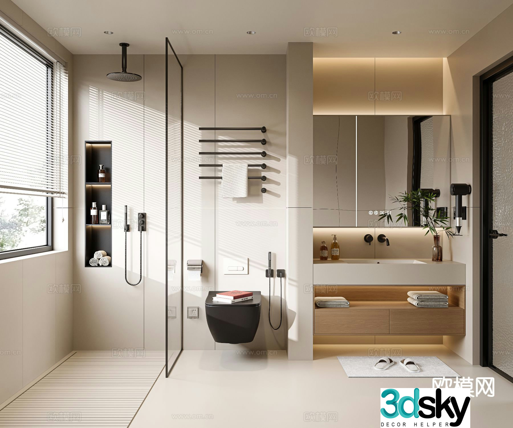 Cream style bathroom bathroom 3d model