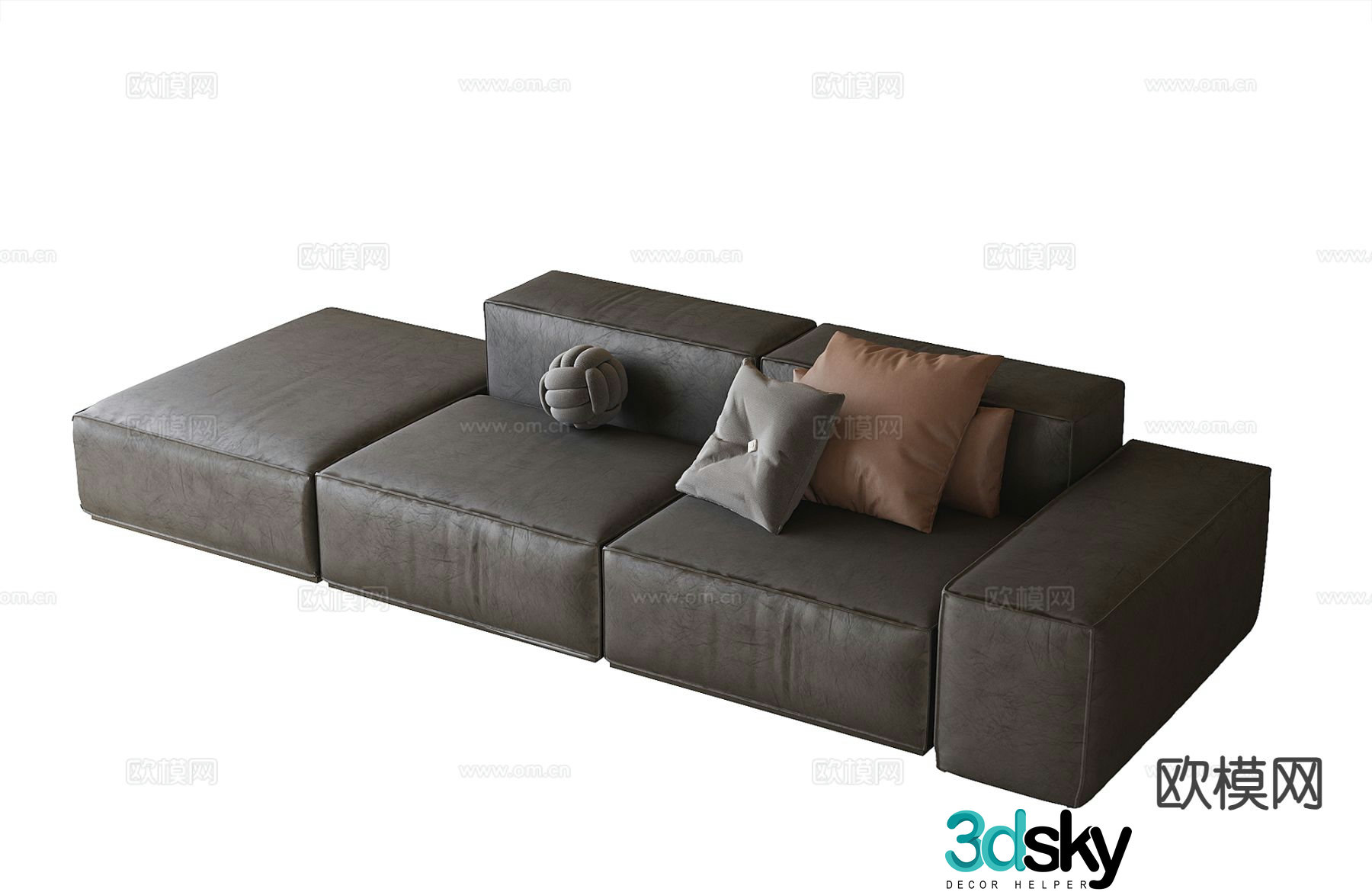Modern office sofa leather sofa 3d model