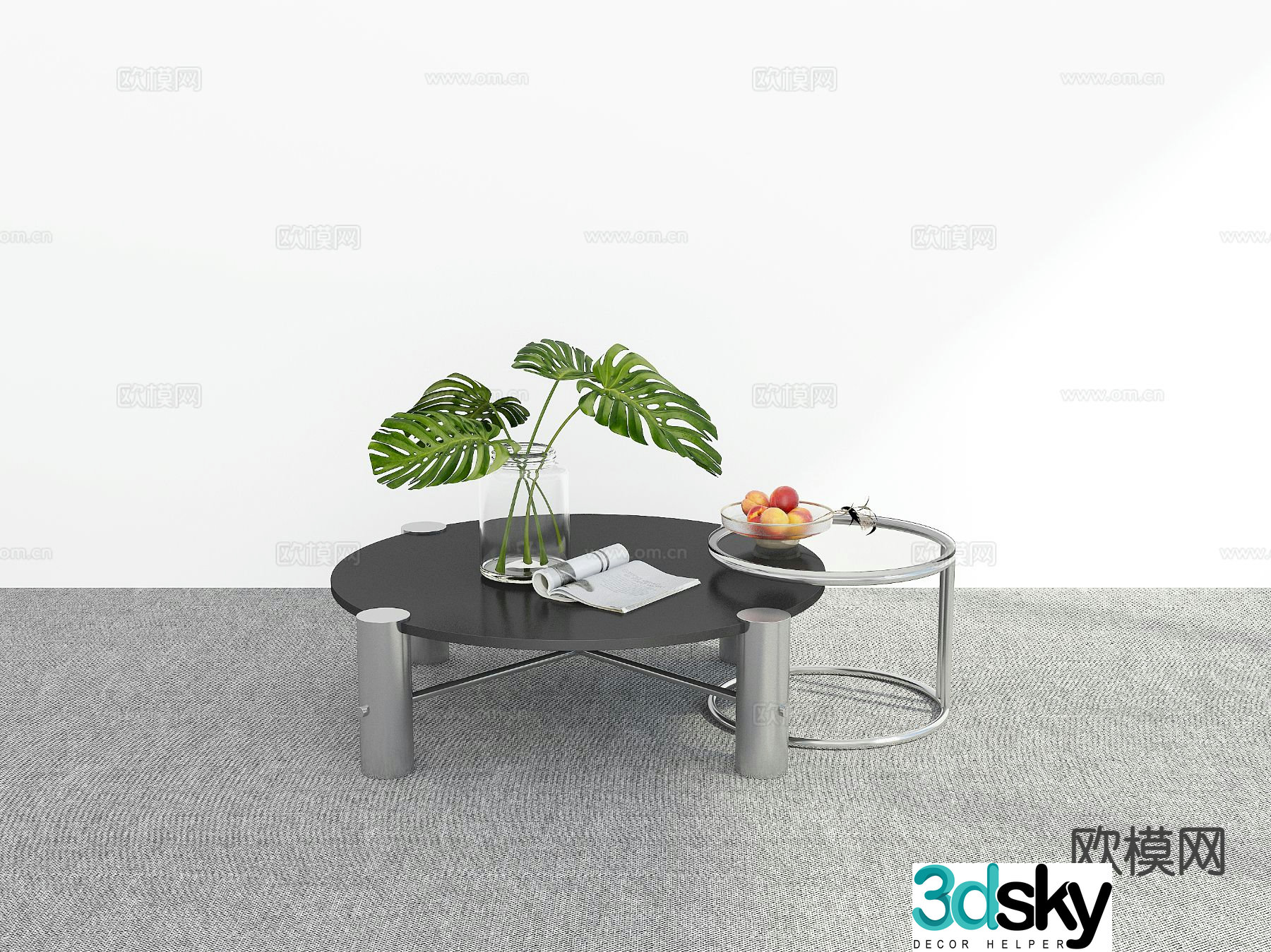 Modern double coffee table 3d model