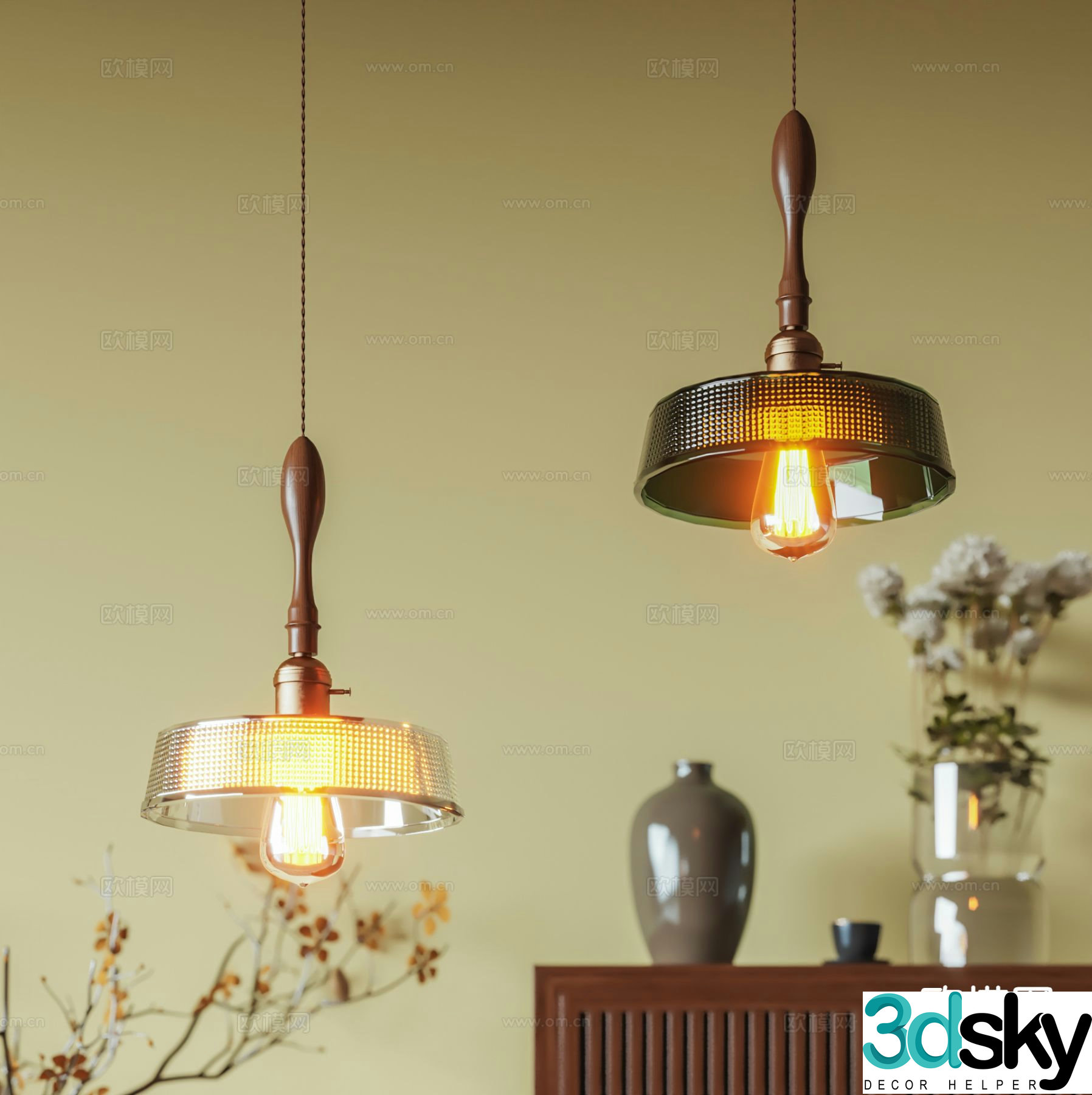 Medieval style small chandelier glass chandelier 3d model