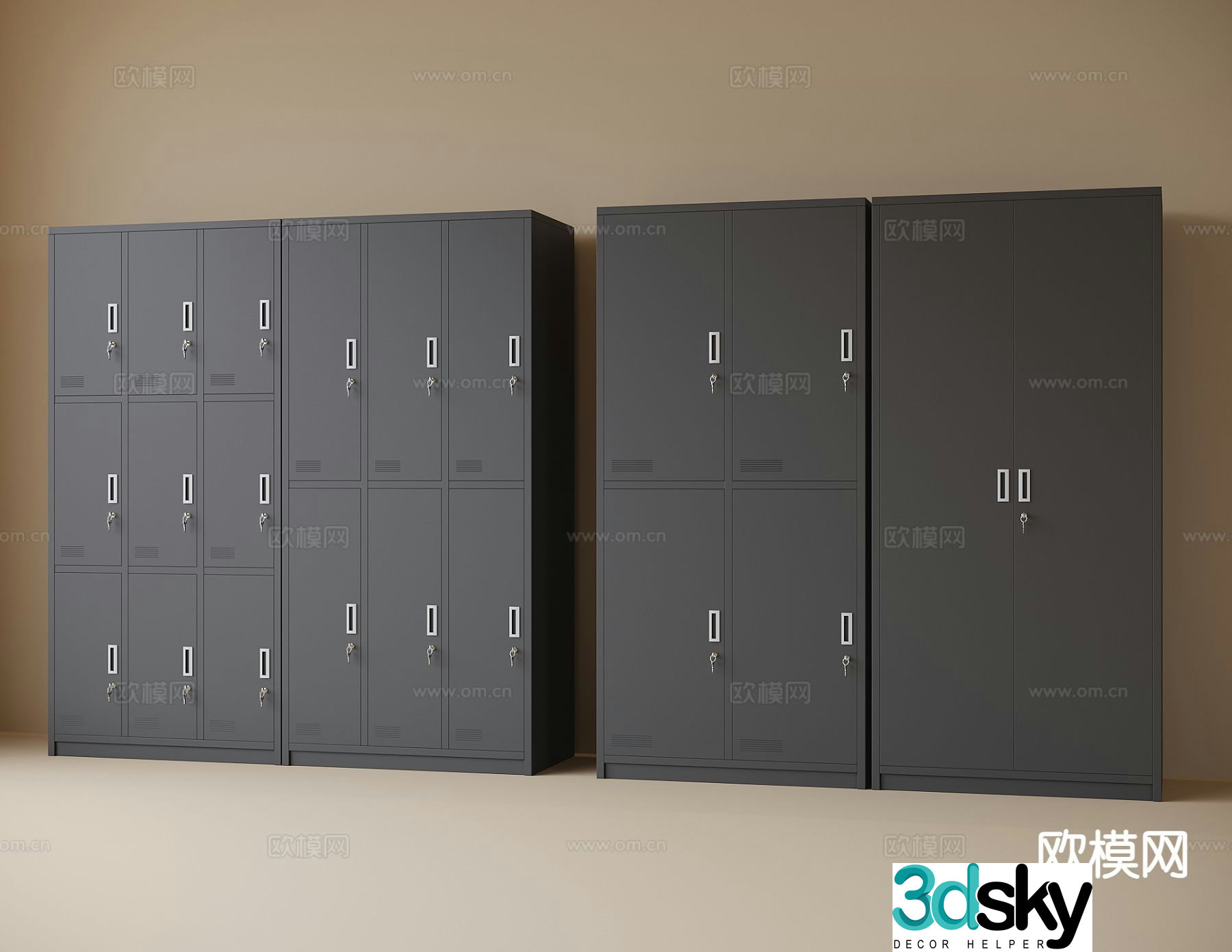 Modern iron file cabinet locker information cabinet 3d model