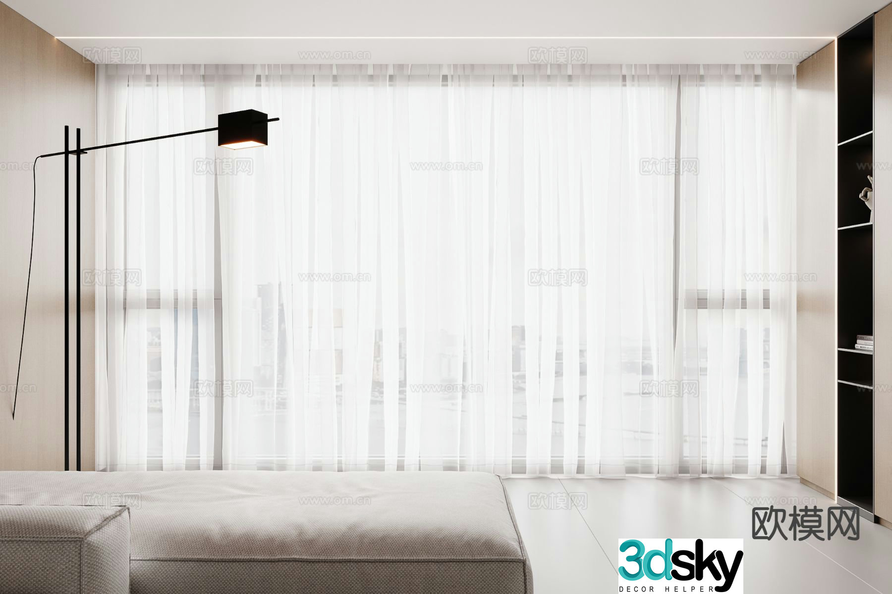 Transparent tulle window screen gauze curtain curtain 3d model