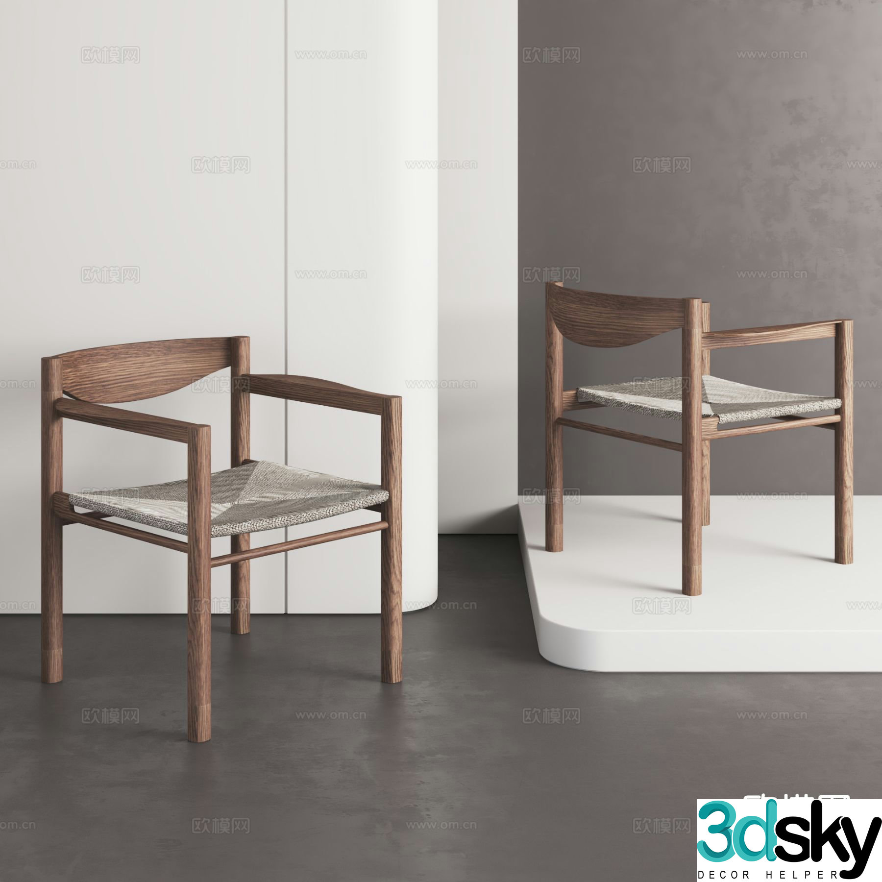 Medieval style leisure chair armchair wooden chair 3d model