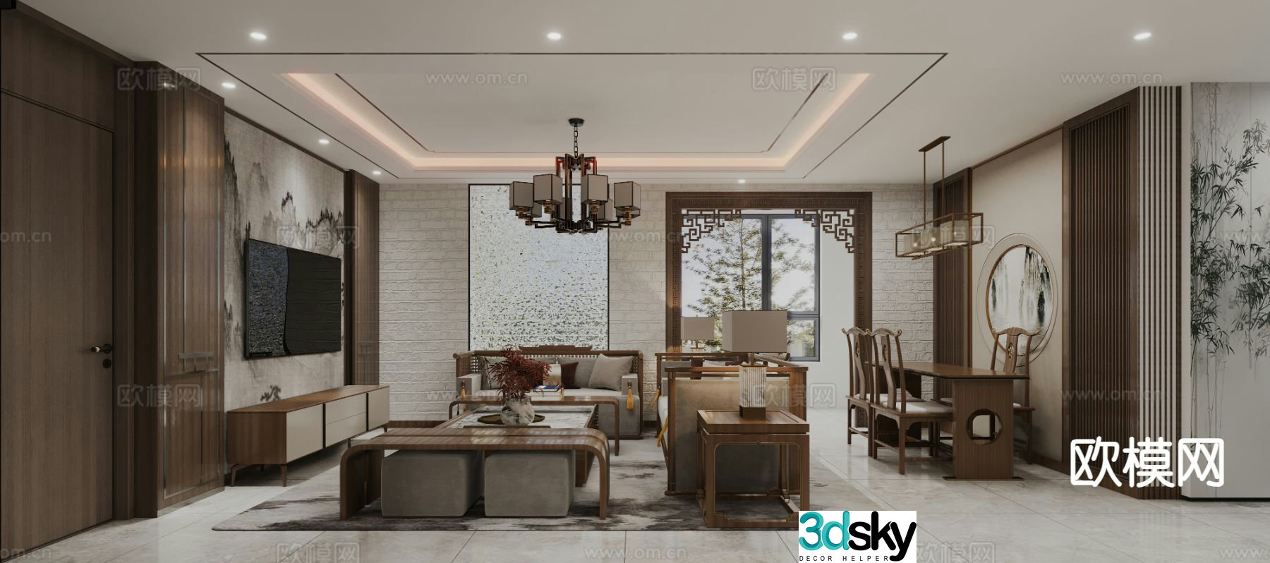 New Chinese style living room 3d model