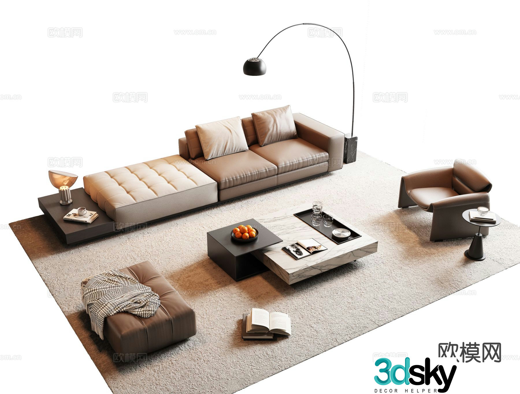 Italian sectional sofa 3d model