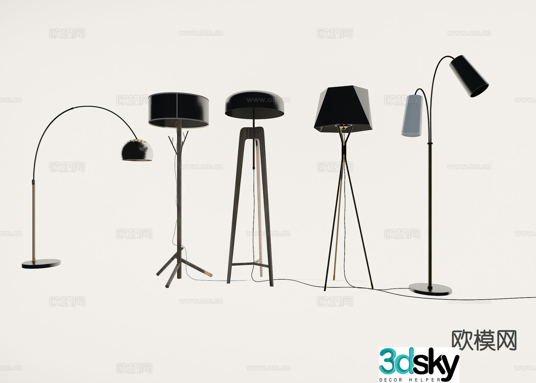 Modern metal floor lamp 3d model