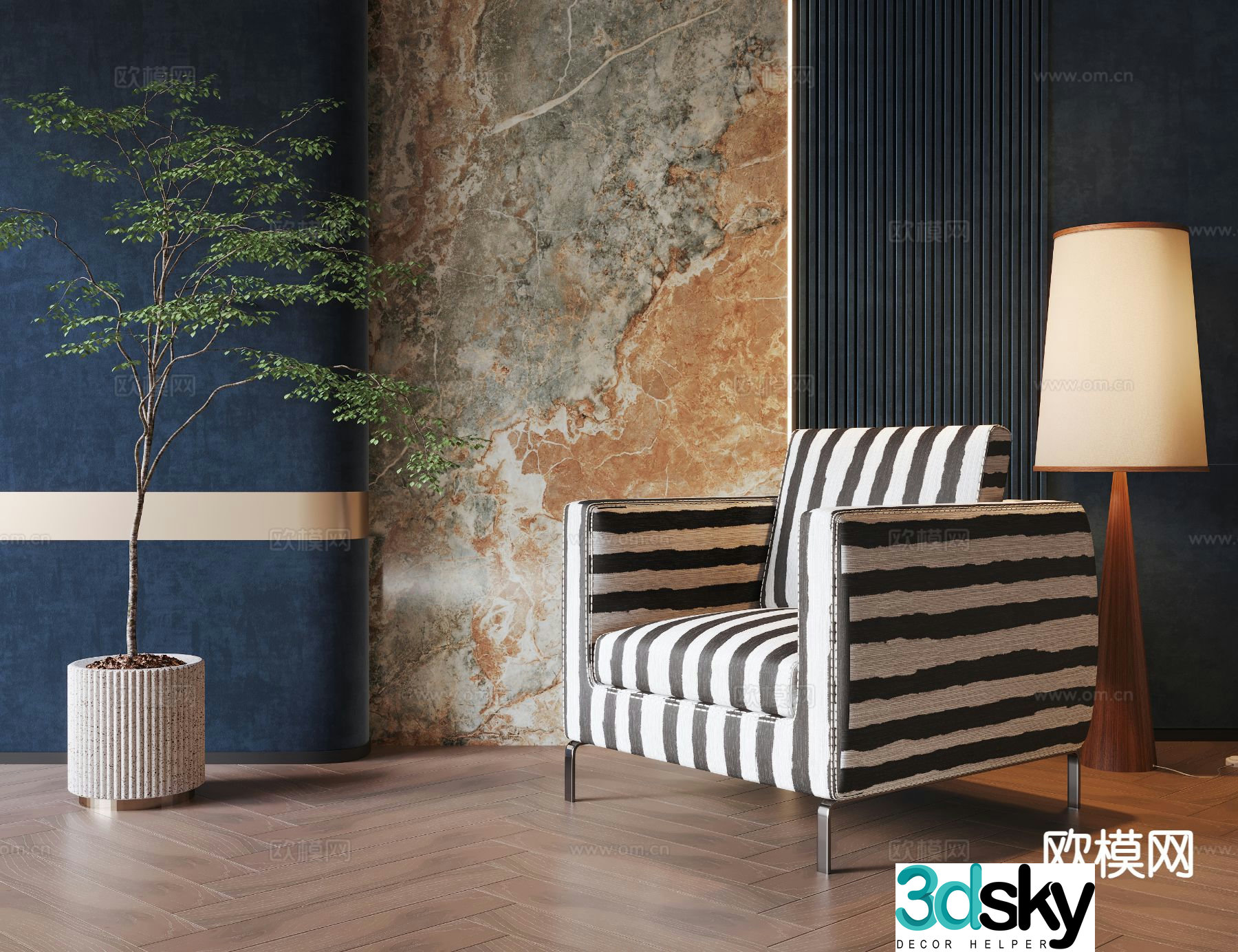 Modern sofa chair black and white sofa zebra pattern sofa 3d model