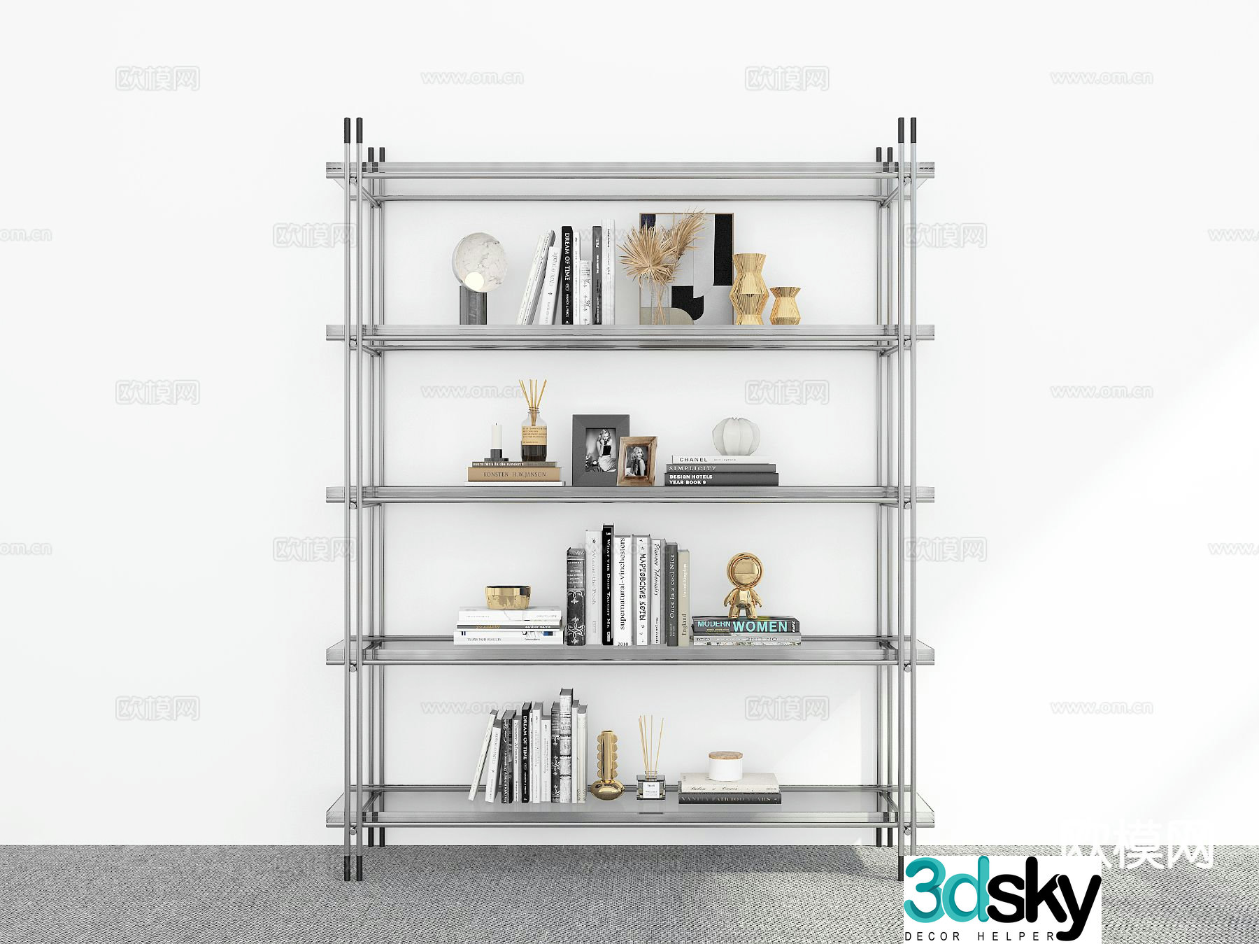 Modern bookshelf storage rack 3d model