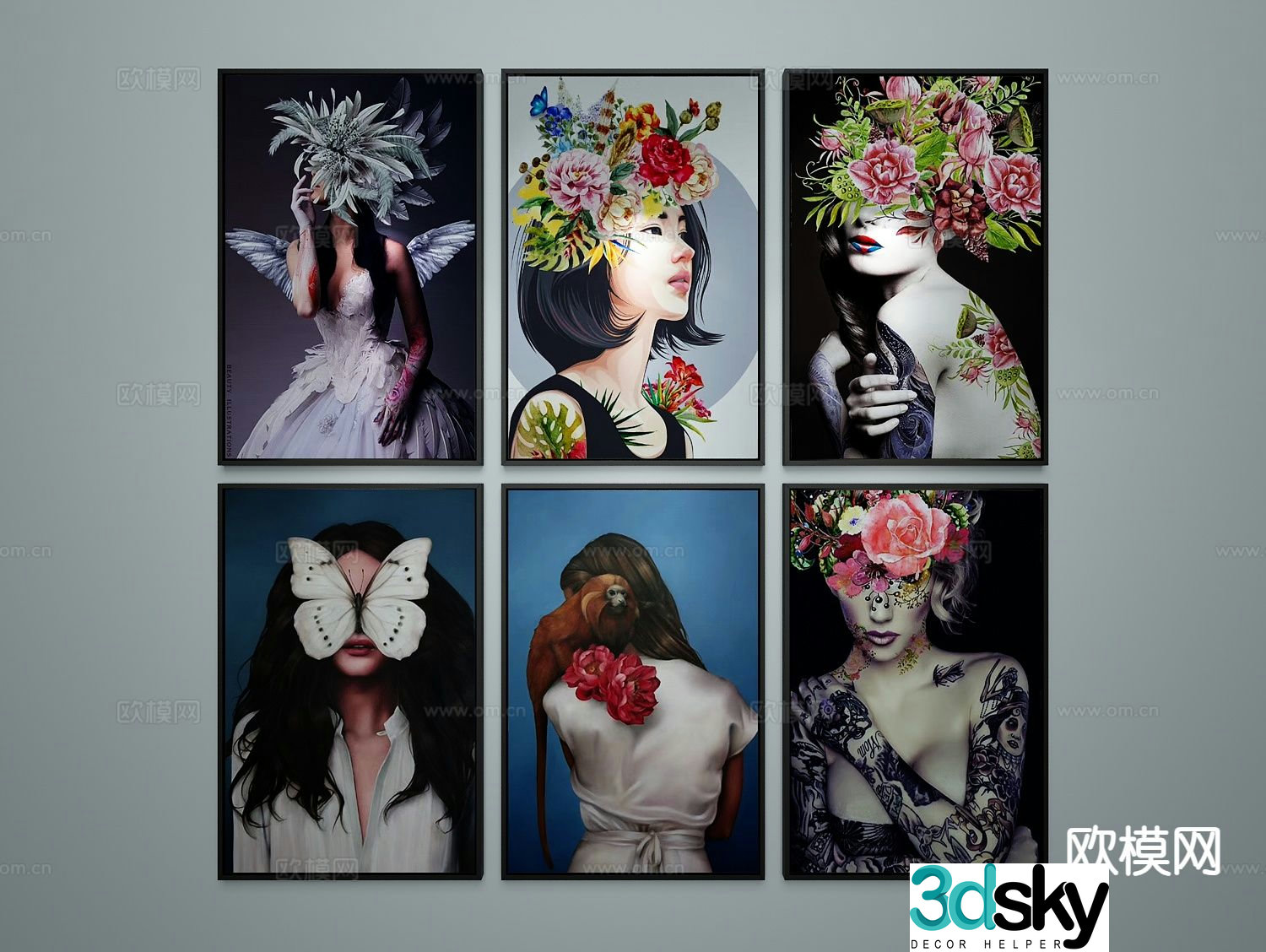 Modern figure painting art painting decorative hanging painting 3D model