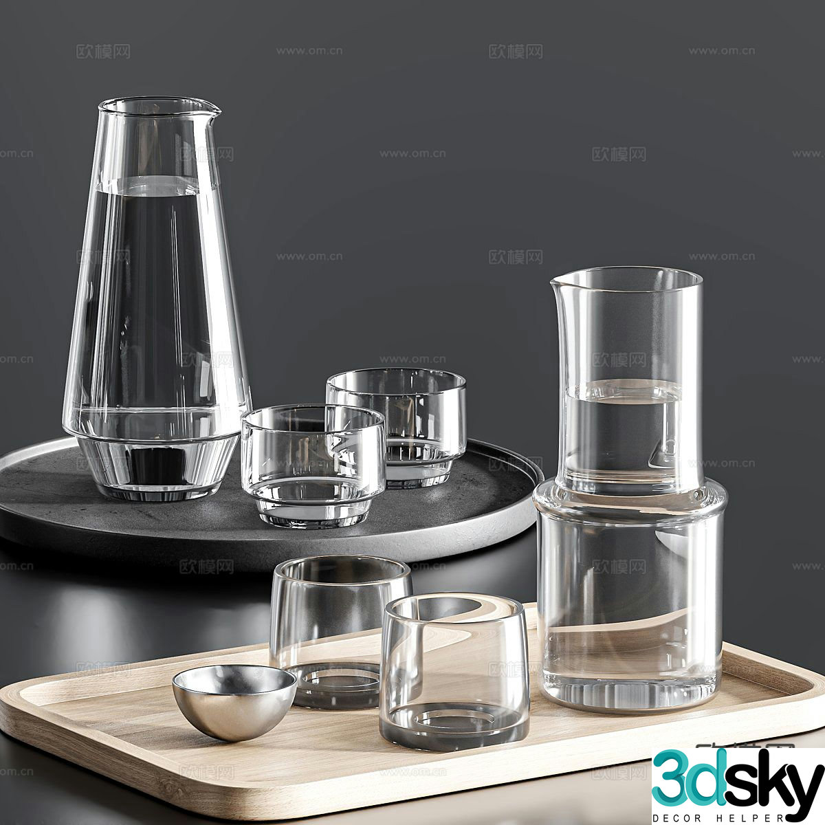 Modern water glass ornaments glass kettle 3d model