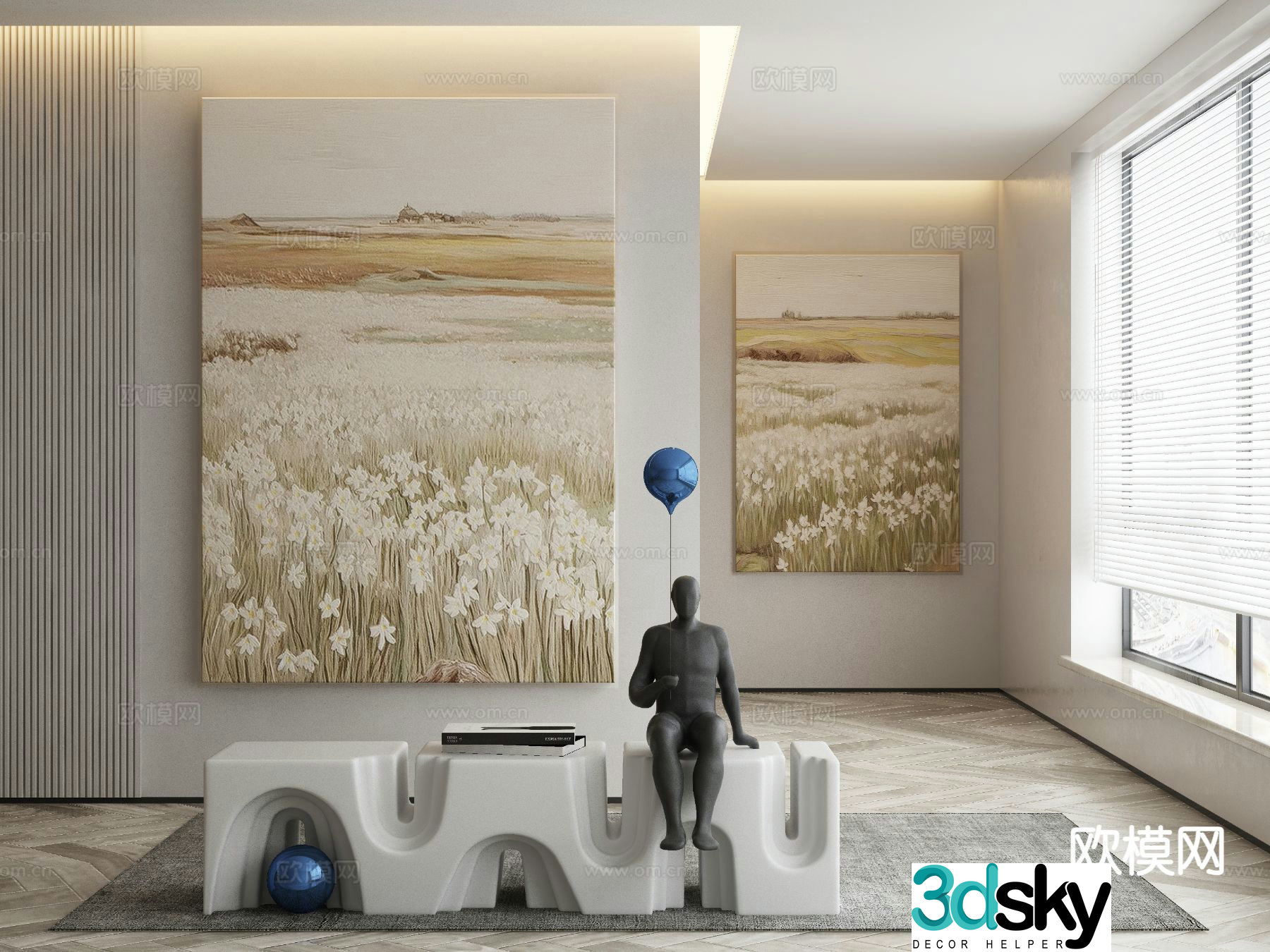 Modern landscape painting decorative painting 3d model