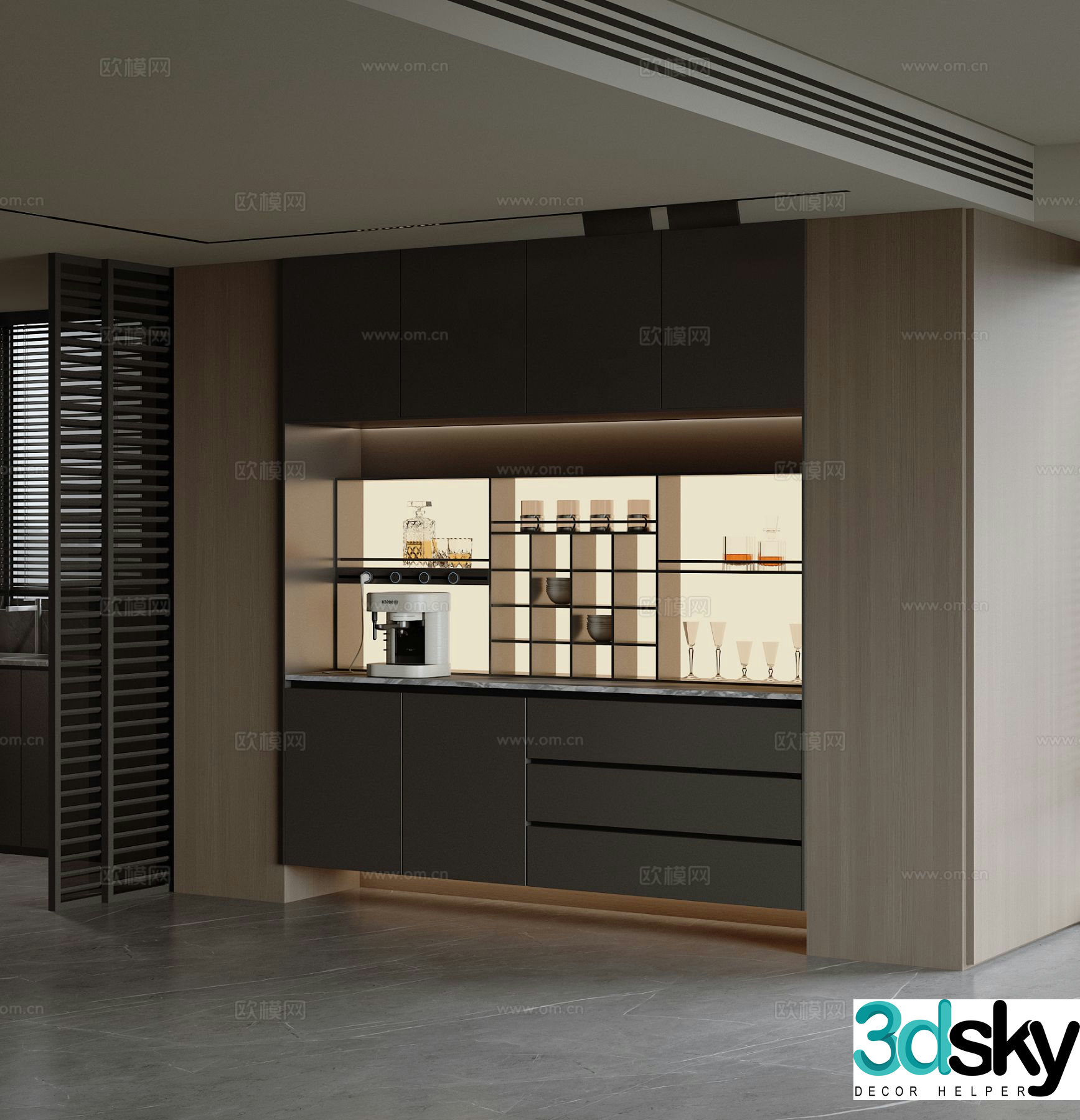 Italian sideboard wine cabinet 3d model