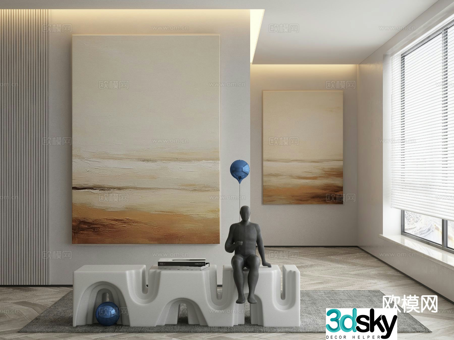 Modern decorative painting texture painting abstract painting 3d model