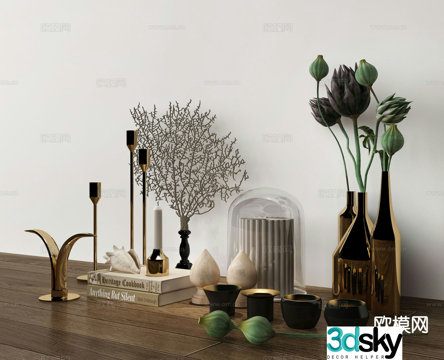 Modern metal vase decoration ornaments 3d model