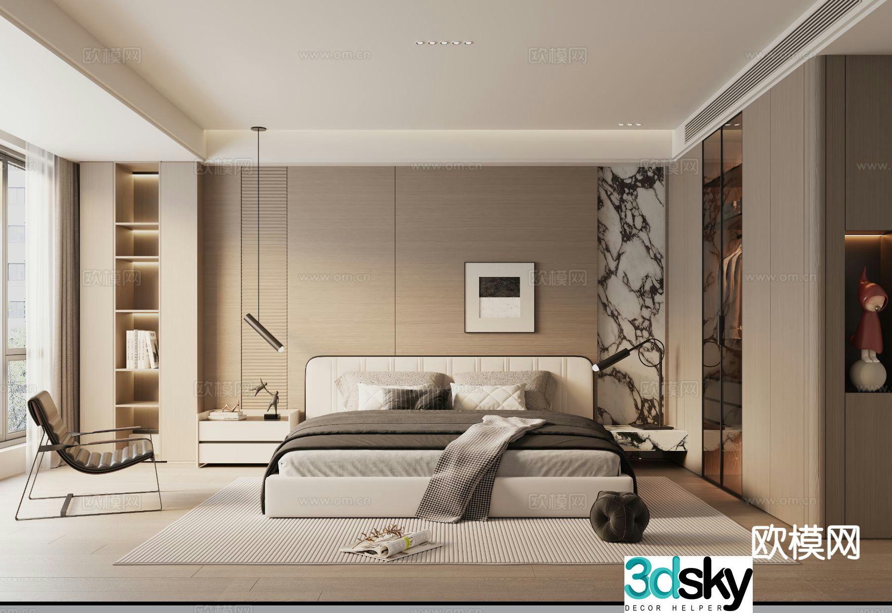 Italian master bedroom bedroom 3d model