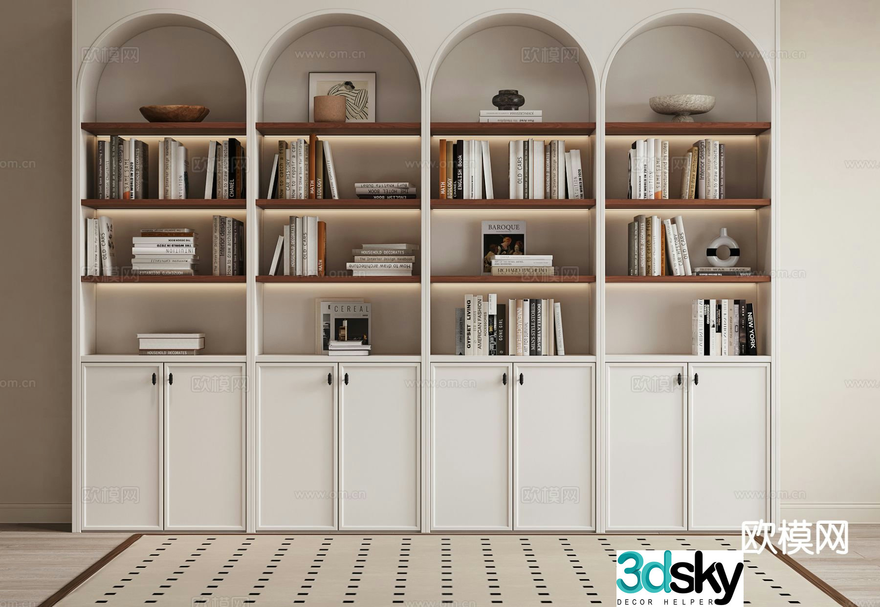 Modern bookcase bookshelf 3d model