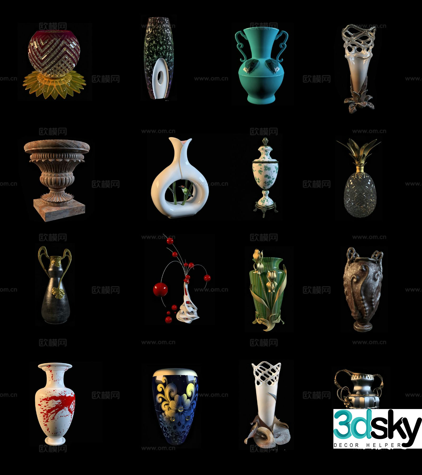 New Chinese porcelain vase 3d model
