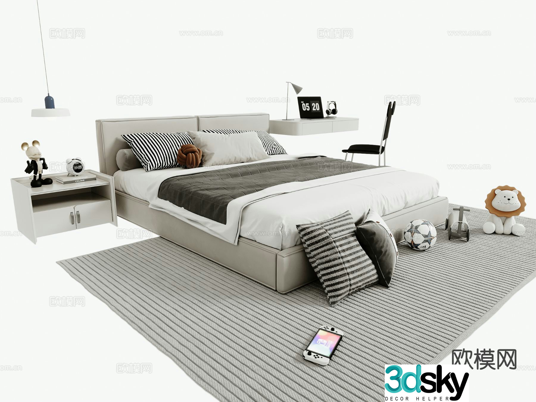 Modern double bed 3d model