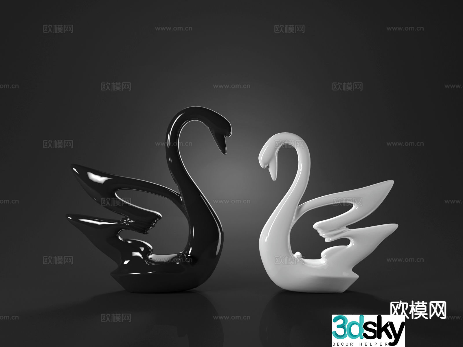Modern swan ornament 3d model