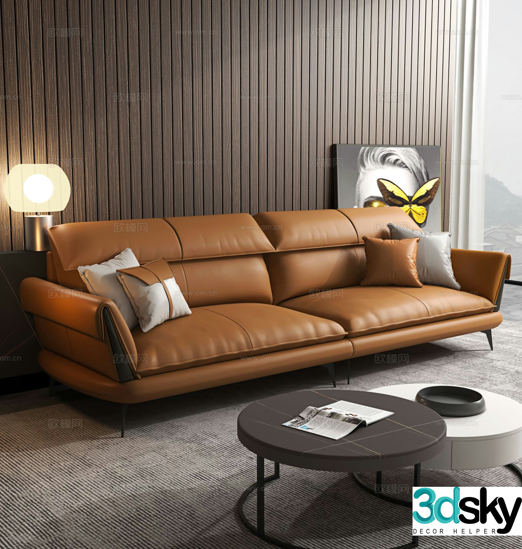 Modern love sofa leather sofa 3d model