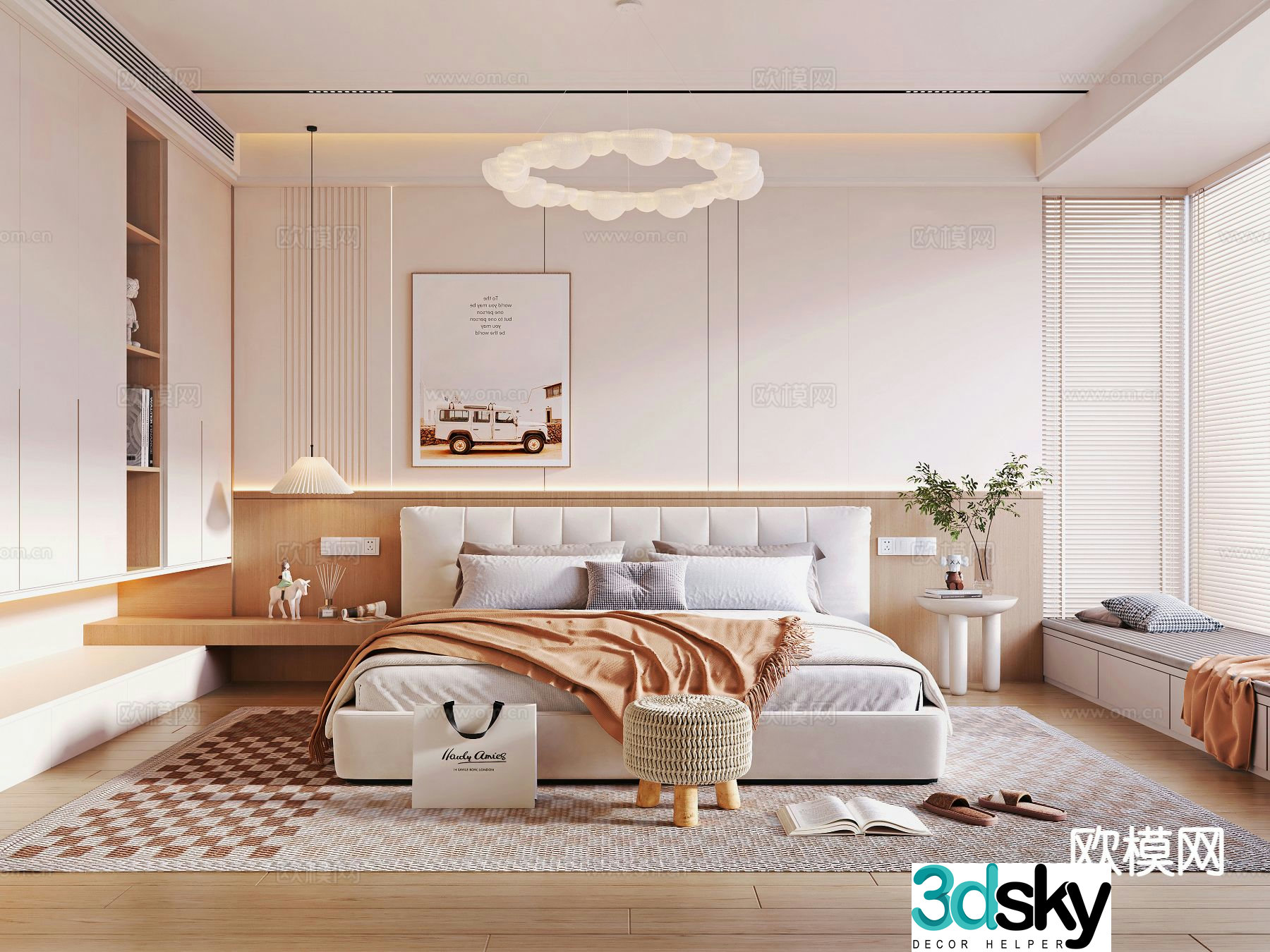 Cream style bedroom master bedroom 3d model