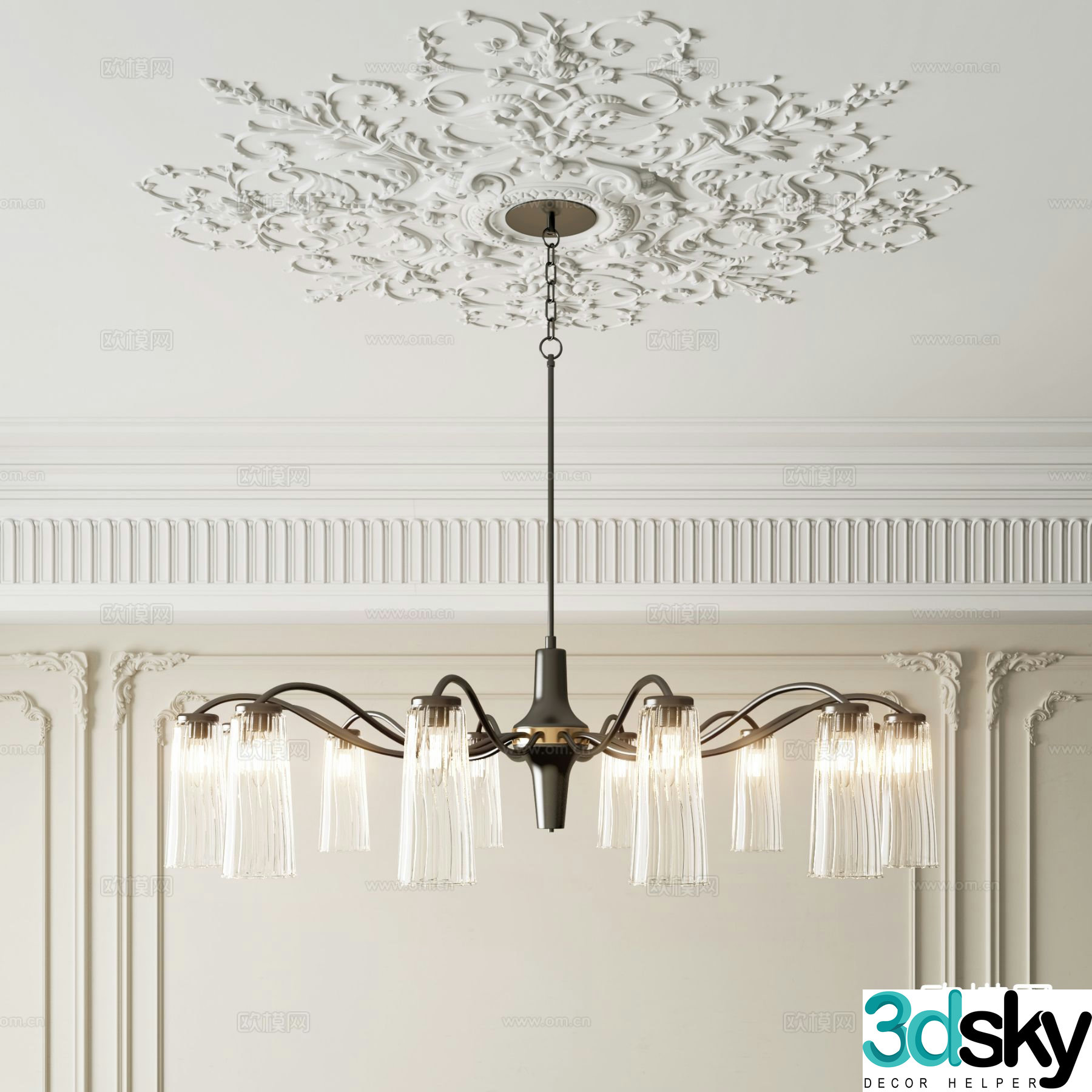 French glass chandelier 3d model