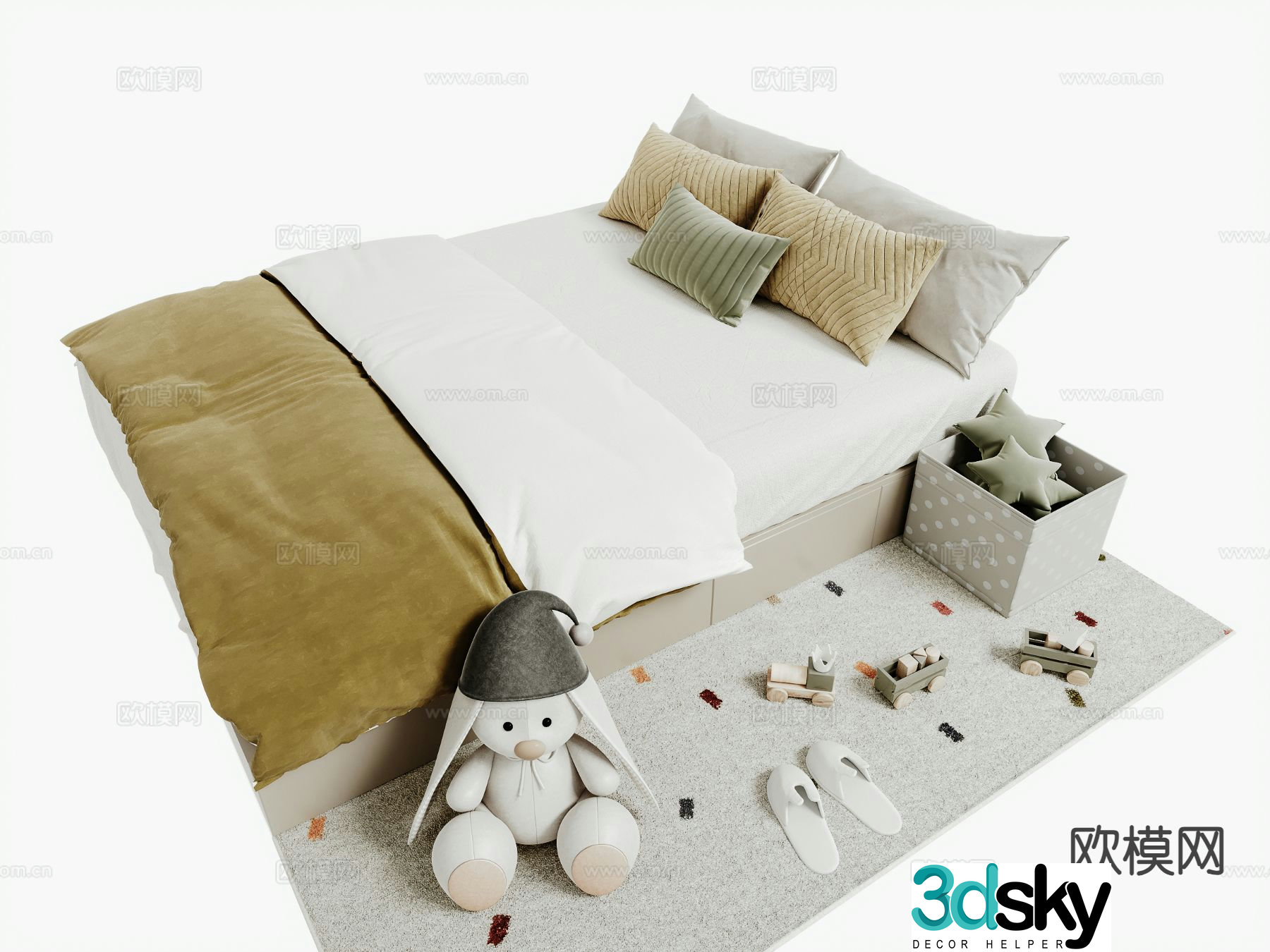 Modern tatami bed children’s bed 3d model