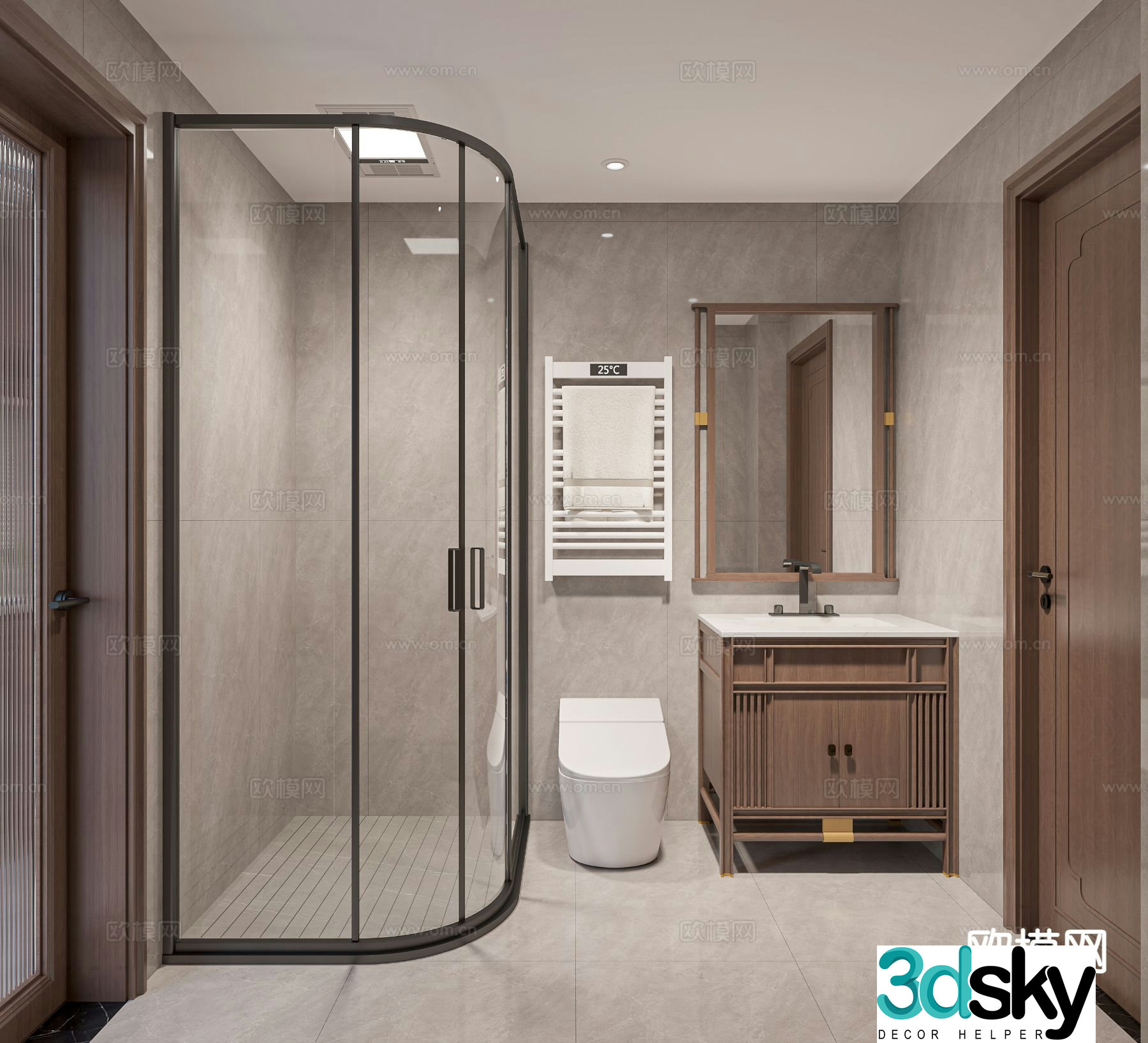 New Chinese style bathroom bathroom 3d model