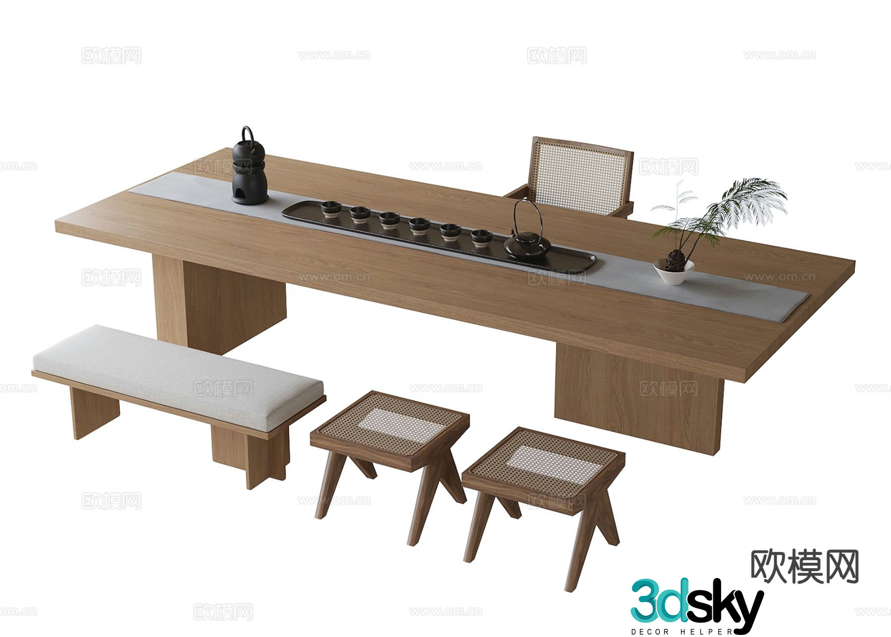 Modern tea table and chairs tea table 3d model