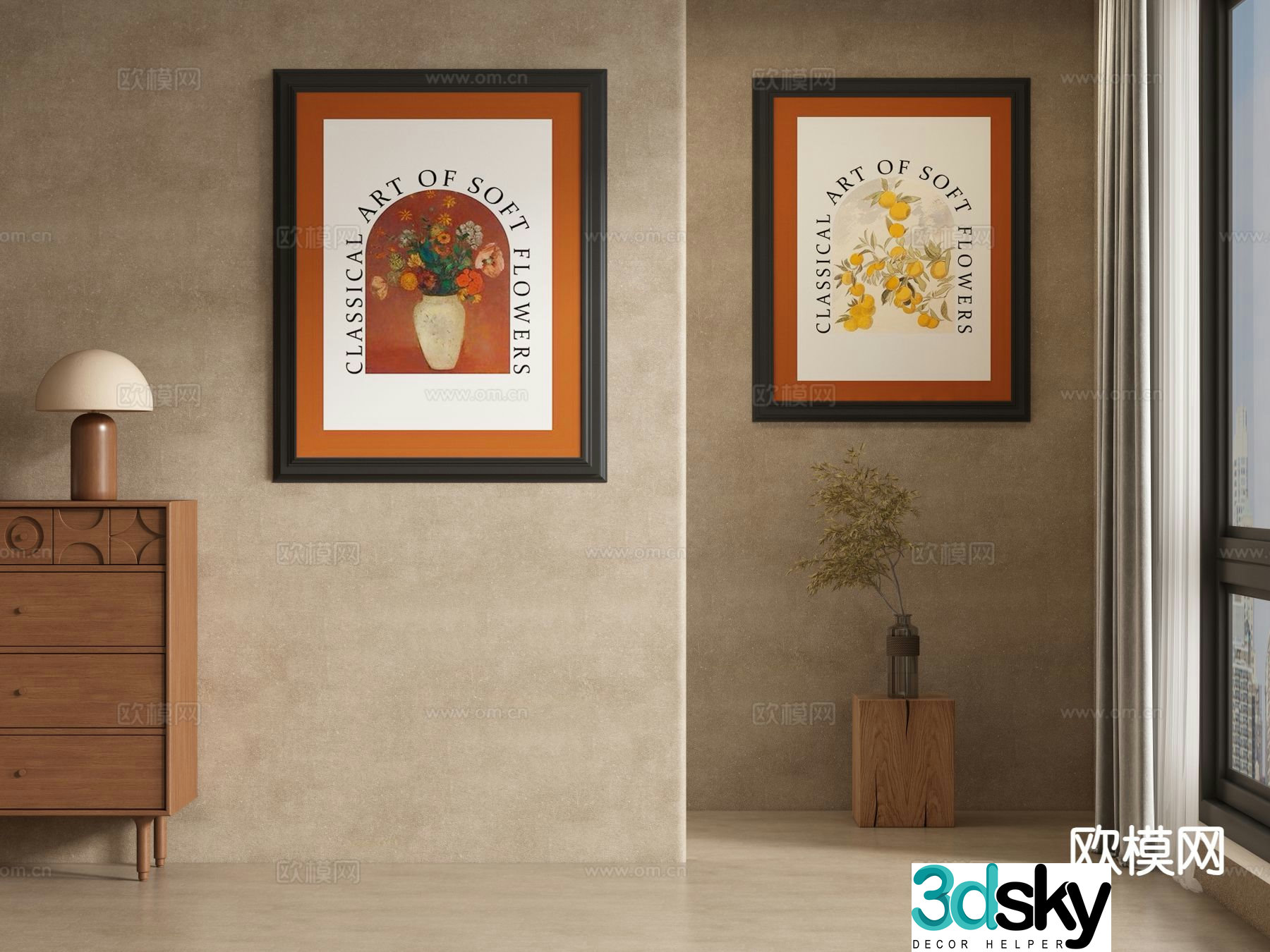 French decorative painting retro painting hanging painting 3D model