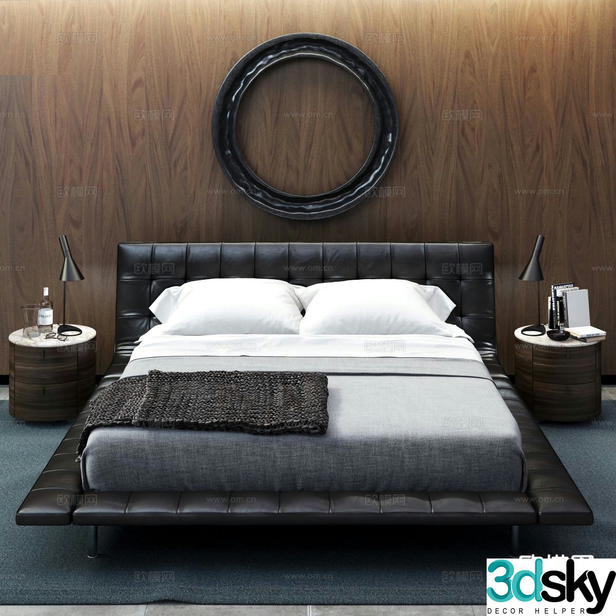 Modern bed modular bed double bed 3d model