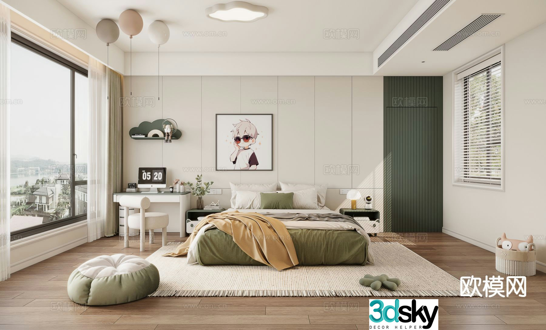 Cream style children’s room 3D model of children’s room