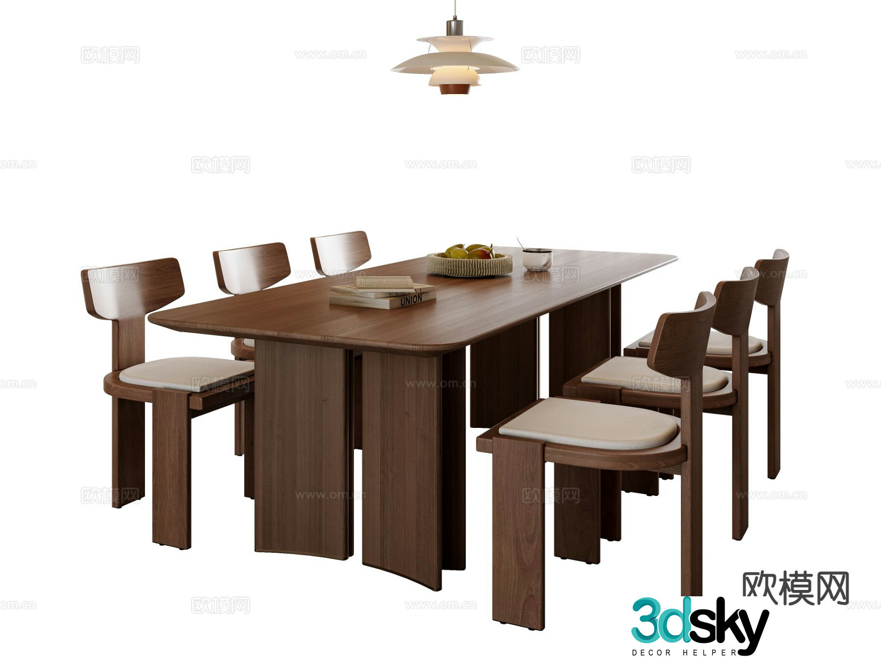 Medieval style dining table and chairs 3d model