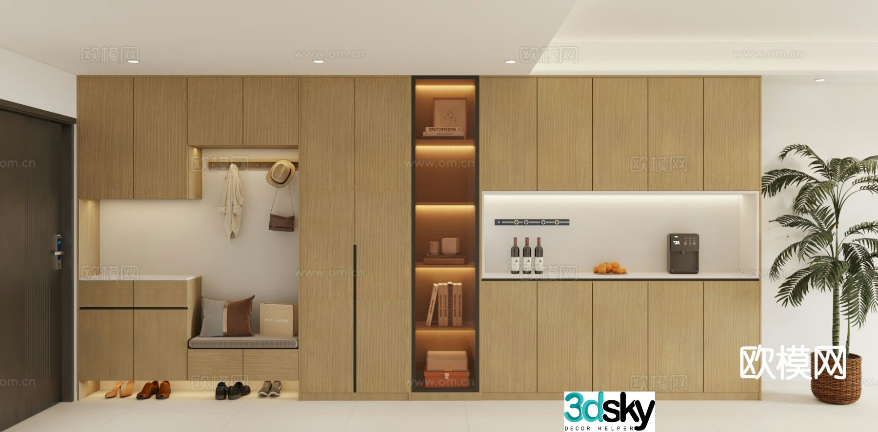 Modern shoe cabinet multifunctional sideboard 3d model