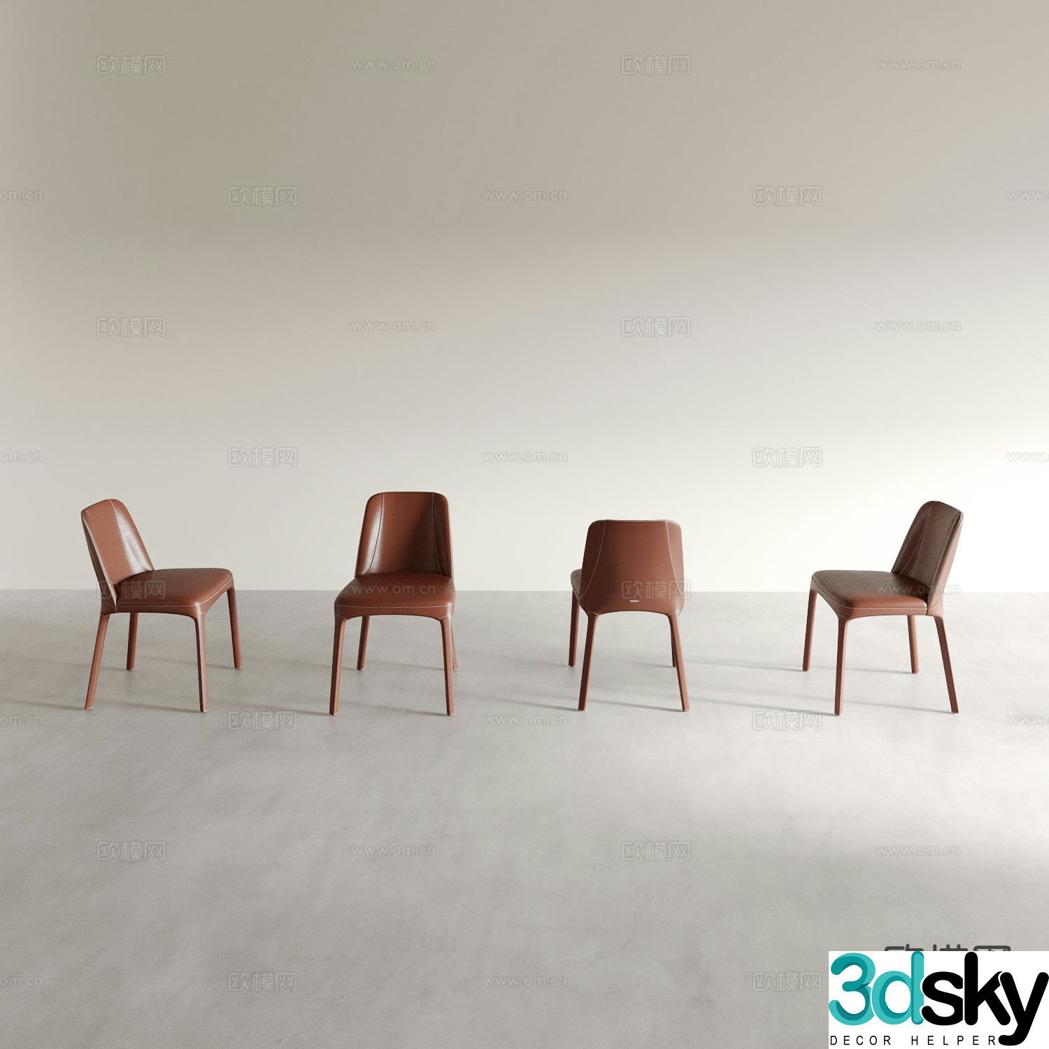 Modern chair dining chair tea chair back chair 3d model
