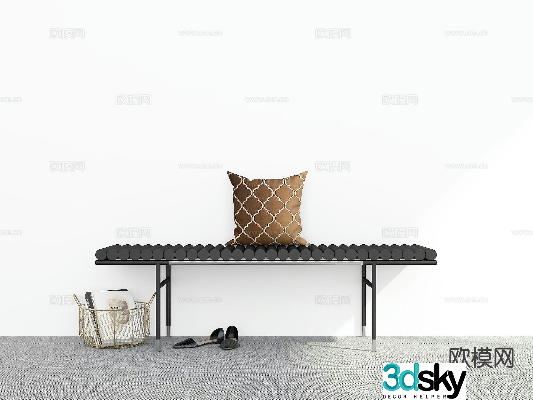 Modern shoe changing stool bench bench 3d model