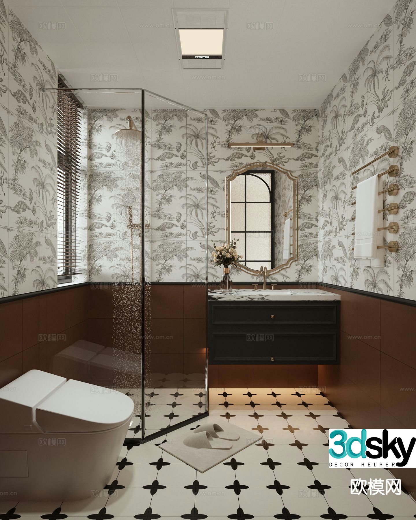 Medieval style bathroom bathroom 3d model