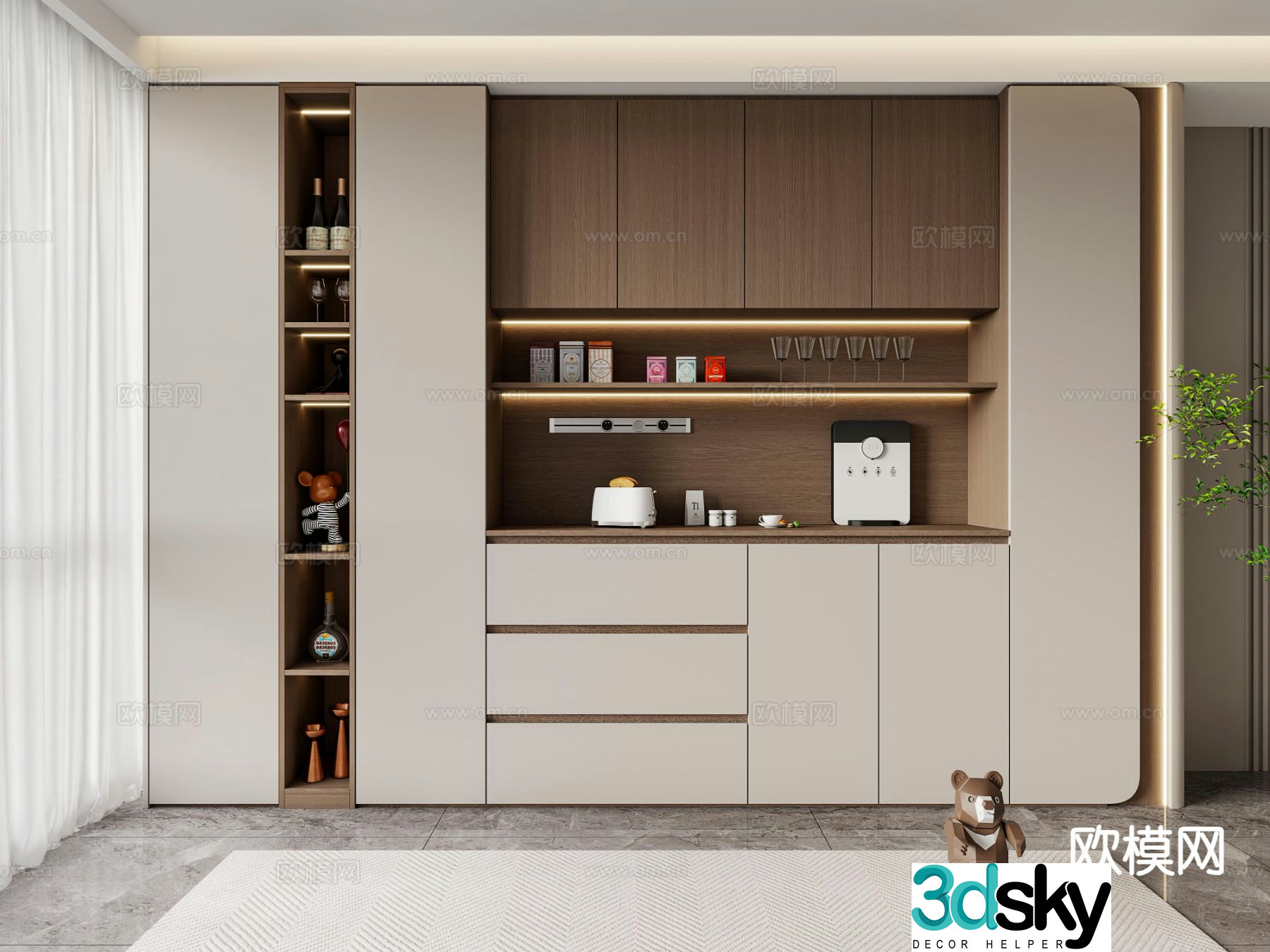 Italian wine cabinet sideboard 3d model
