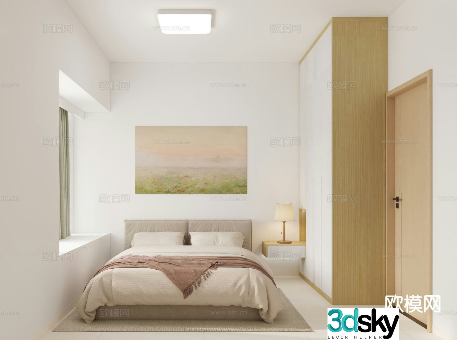 Modern minimalist bedroom second bedroom 3D model