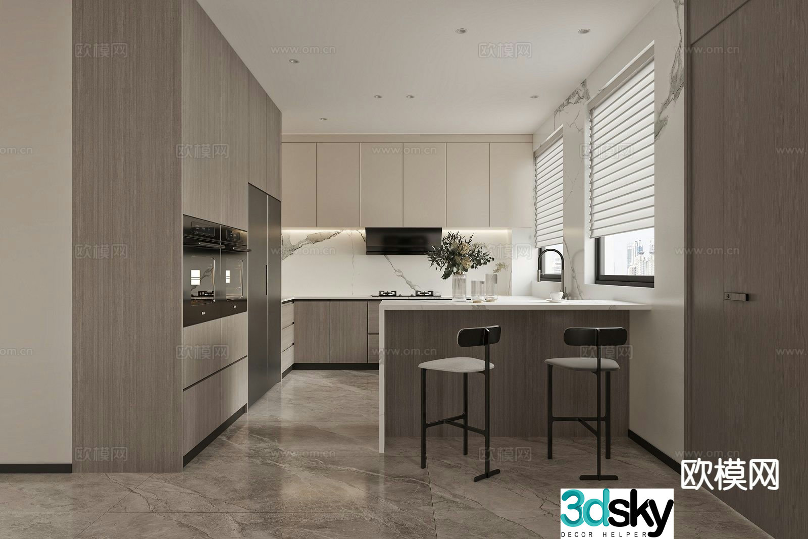 Italian open kitchen 3d model