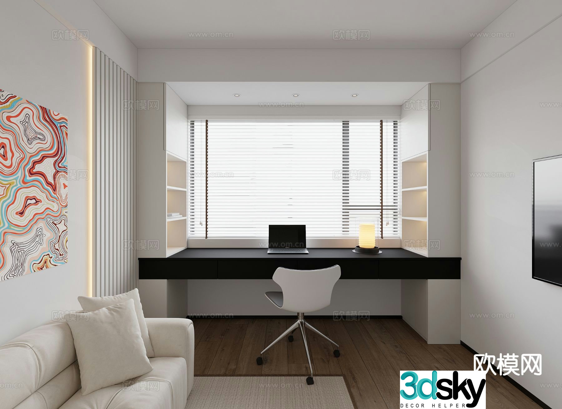 Modern multifunctional room study 3d model