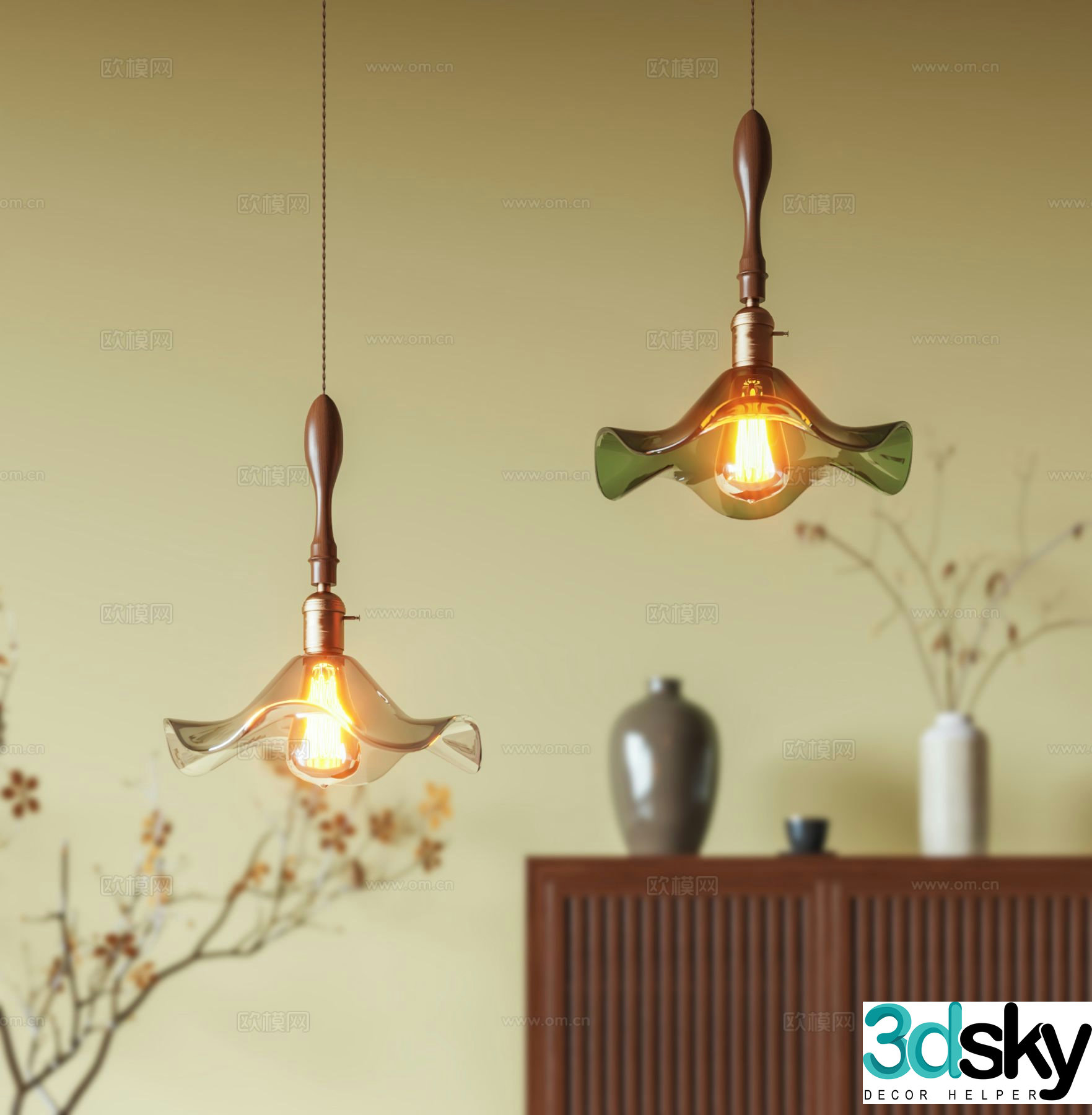 French glass chandelier 3d model