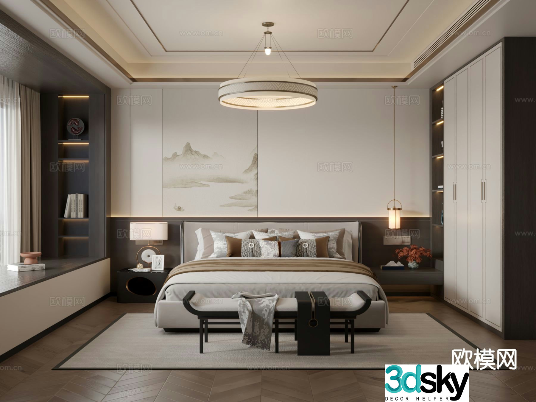New Chinese style bedroom master bedroom 3d model