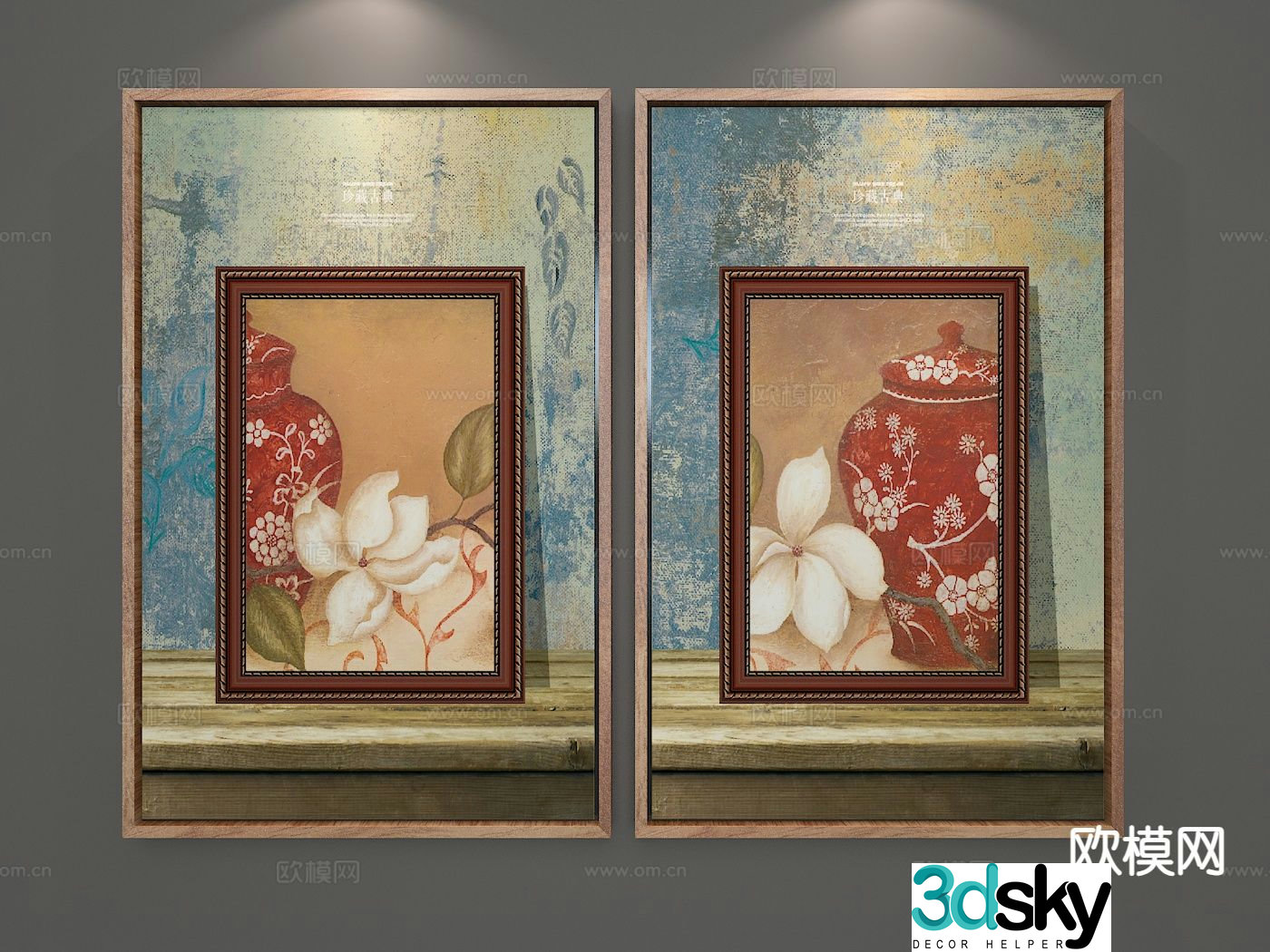 American decorative painting Zen hanging painting 3D model