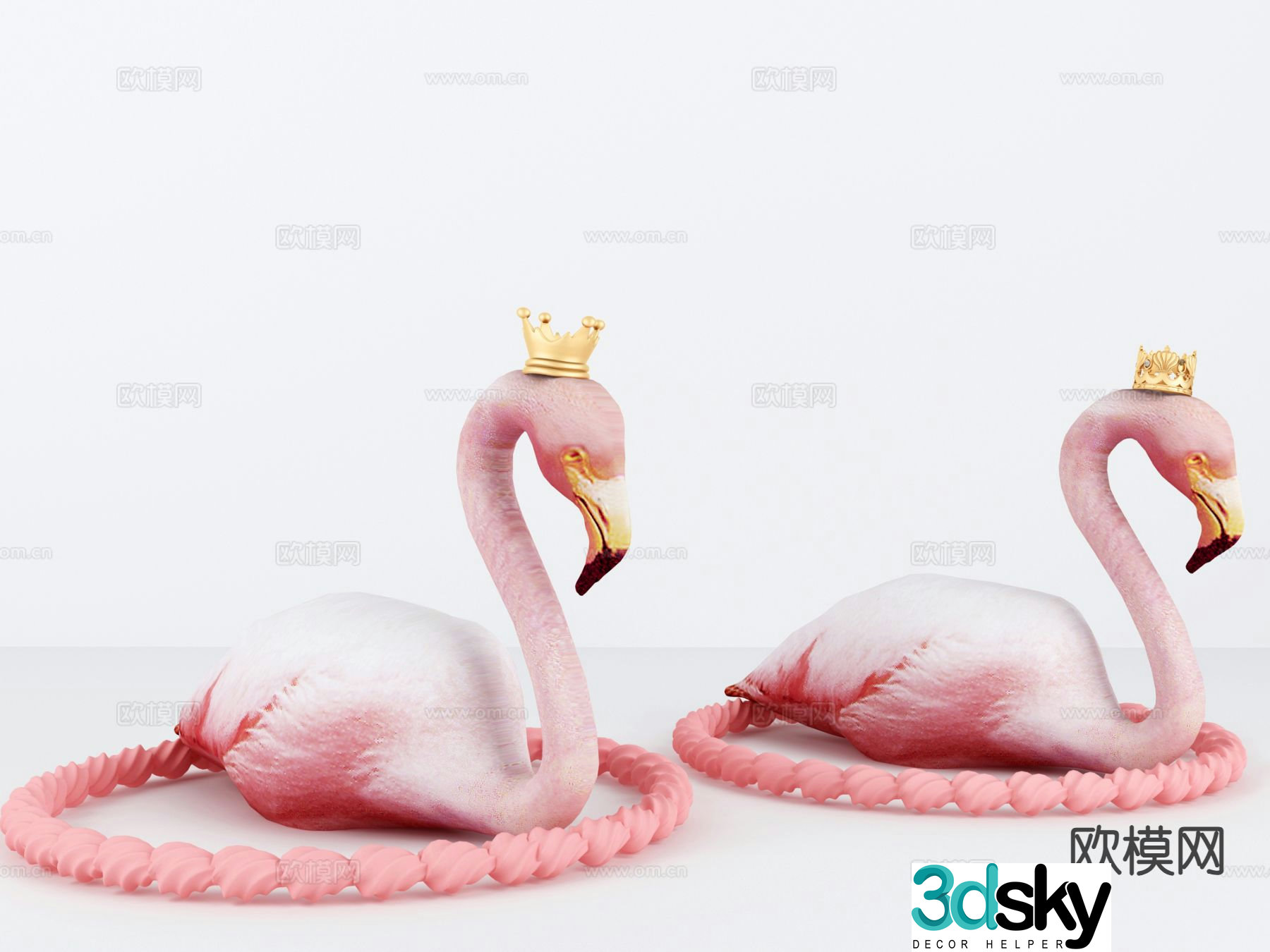 Nordic internet celebrity flamingo sculpture ornament 3D model
