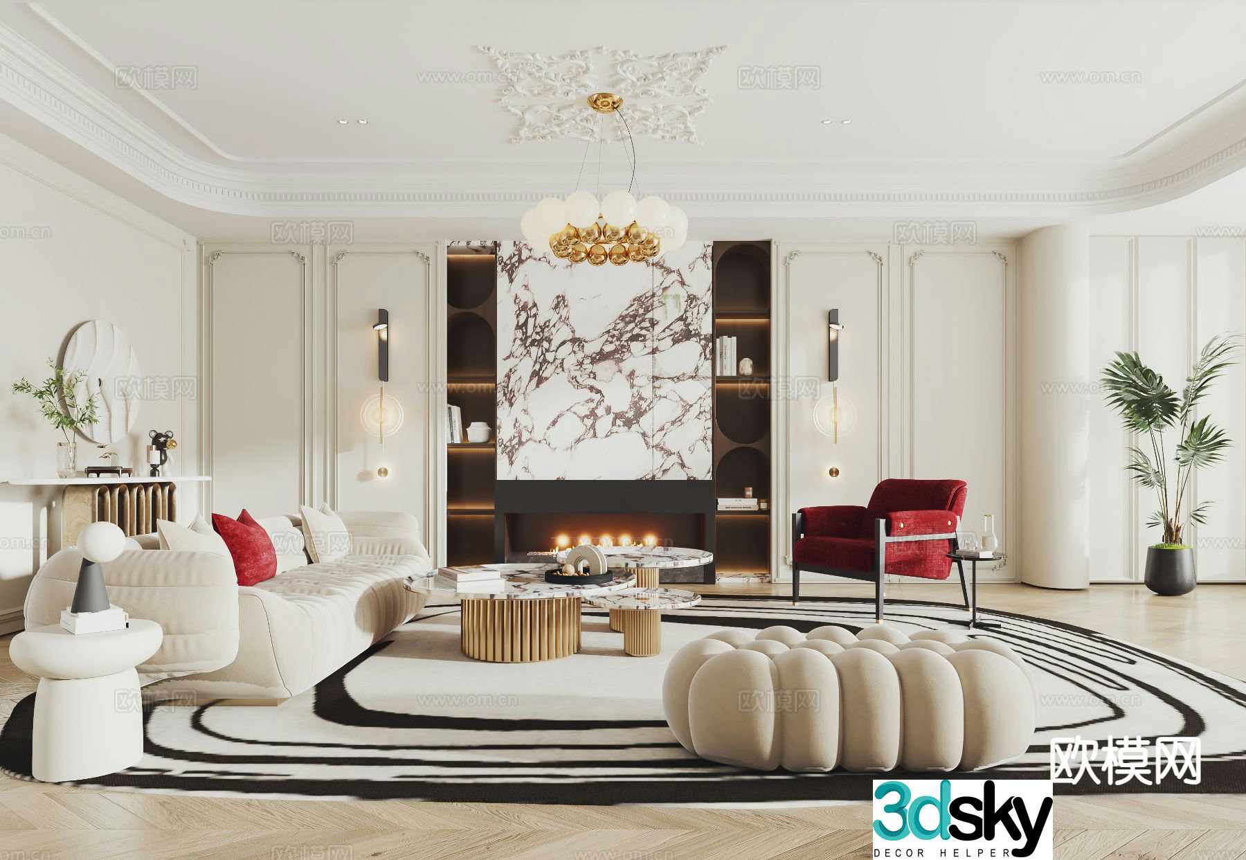 French living room 3d model